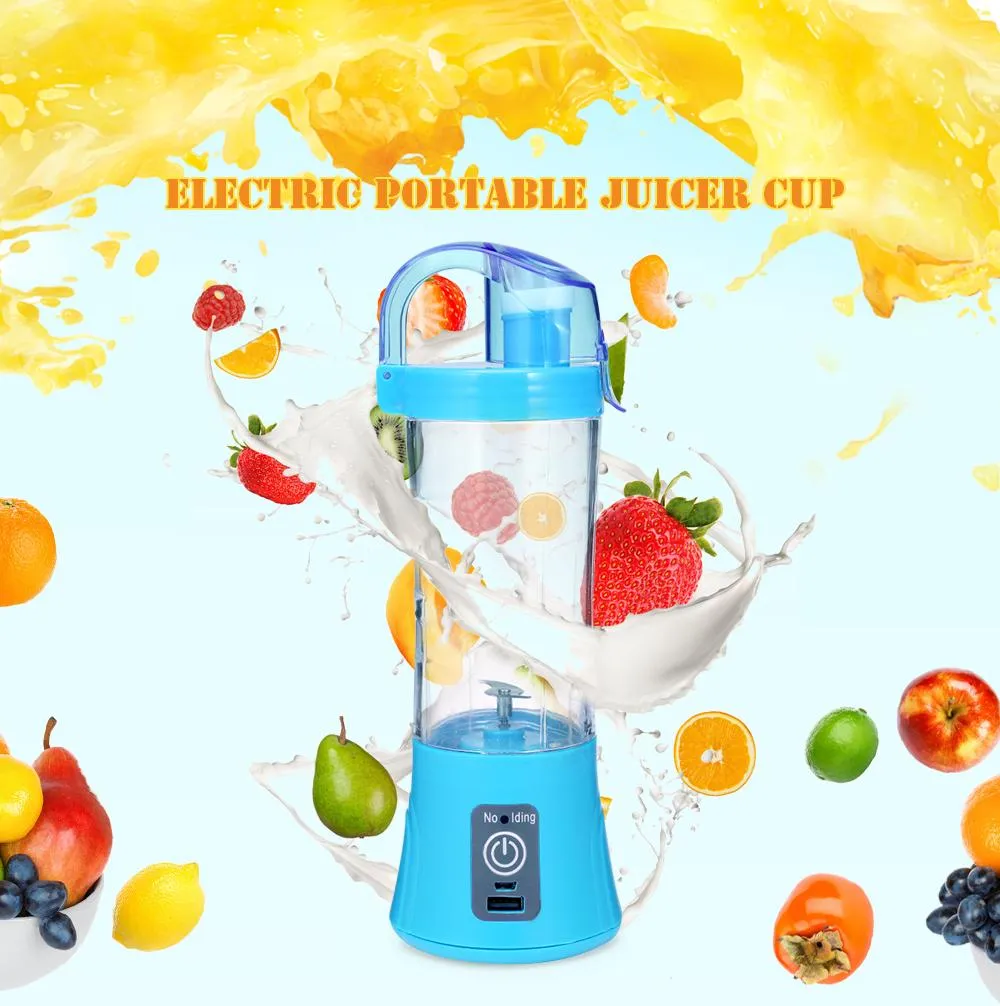 0739 Portable Blender Juicer Cup USB Rechargeable Electric Automatic Vegetable Juicer Cup Lemon Orange Maker Mixer Bottle Drop 380ml