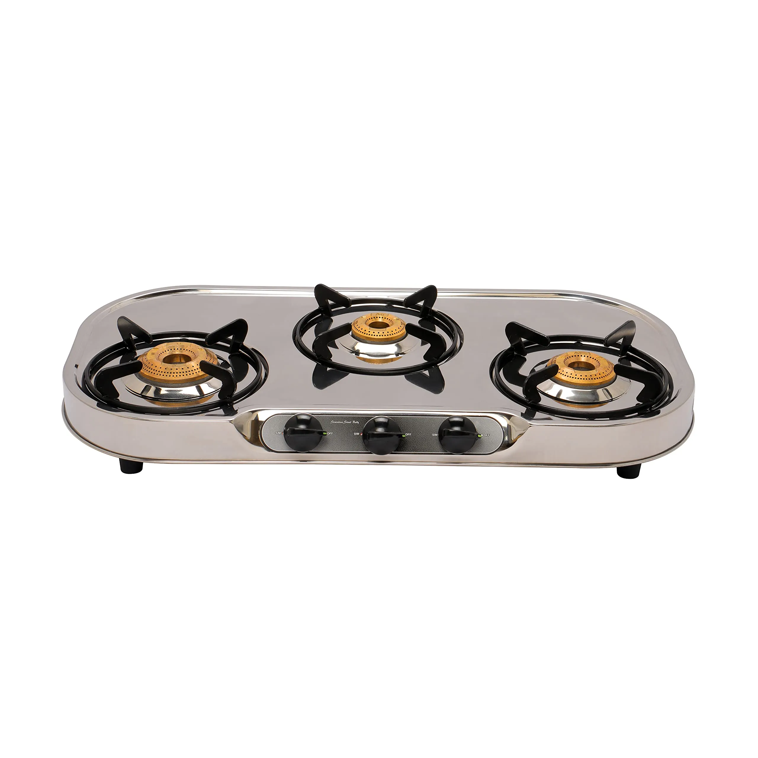 1 SF SPARK LIGHTER - ELEGANT (PACK OF 4)..vb|1 SF HOSE PIPE 1.5 MTR..|1 Surya Flame Costa Gas Stove 3 Burner Stainless