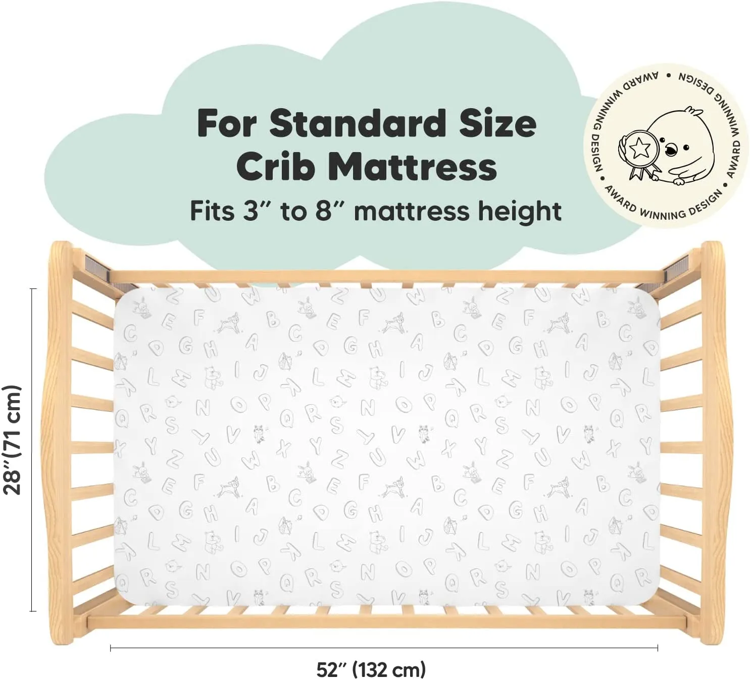 2-Pack Organic Crib Sheets for Boys, Girls - Jersey Fitted Baby Crib Sheets Neutral, Crib Mattress Sheet, Cotton Crib Sheets, Soft Baby Sheets, Unisex Crib Fitted Sheet (ABC Land Cloud)