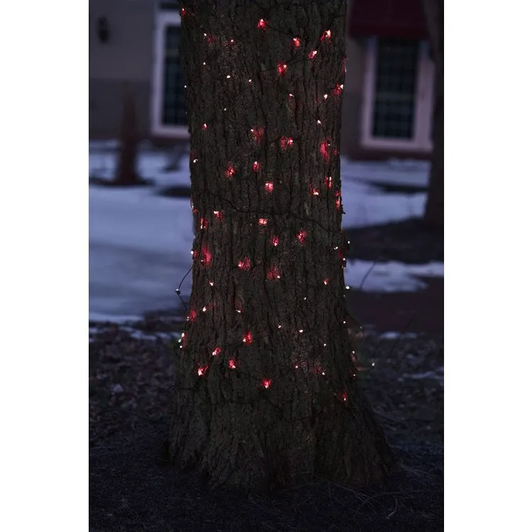 2' x 8' Red Mini Tree Net-Style Trunk-Wrap Christmas Lights with Brown Wire