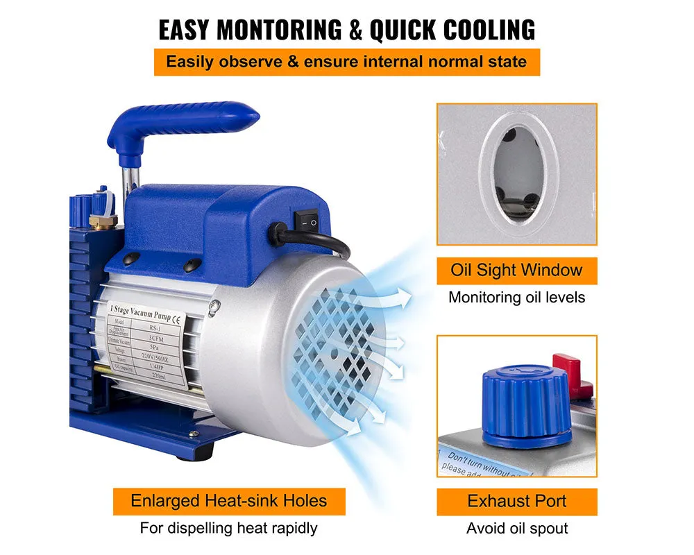 3CFM Vacuum Chamber Degassing 12L Vacuum Pump Air Condition Gauge