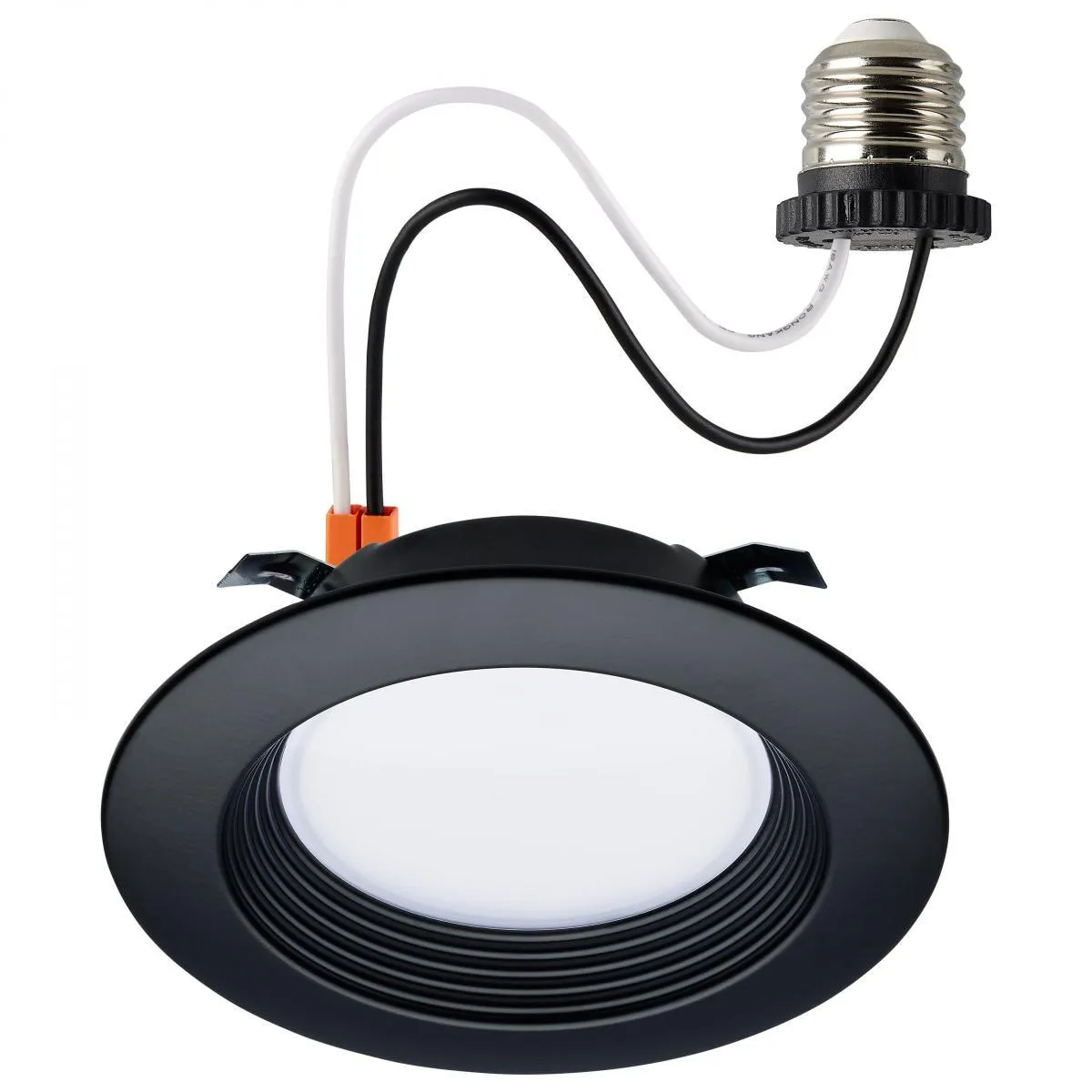 4 inch Retrofit LED Can Light, 7 Watts, 600 Lm, Selectable 2700K to 5000K, Black Baffle Trim