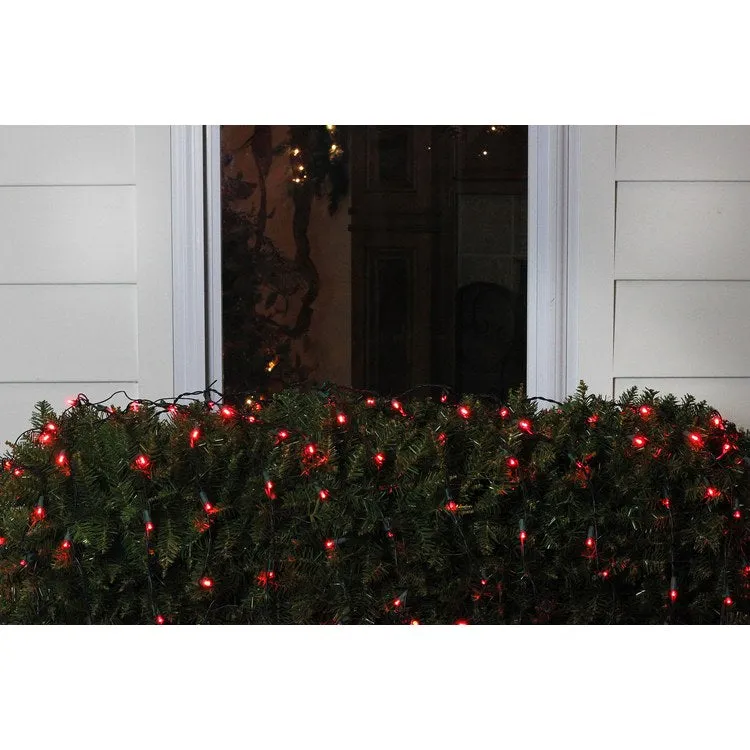 4' x 6' Red LED Wide-Angle Net-Style Christmas Lights with Green Wire