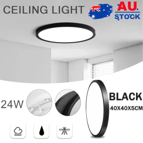 40cm 24W LED Ceiling Light, Round 2050 Lumens, Black Oyster Lamp