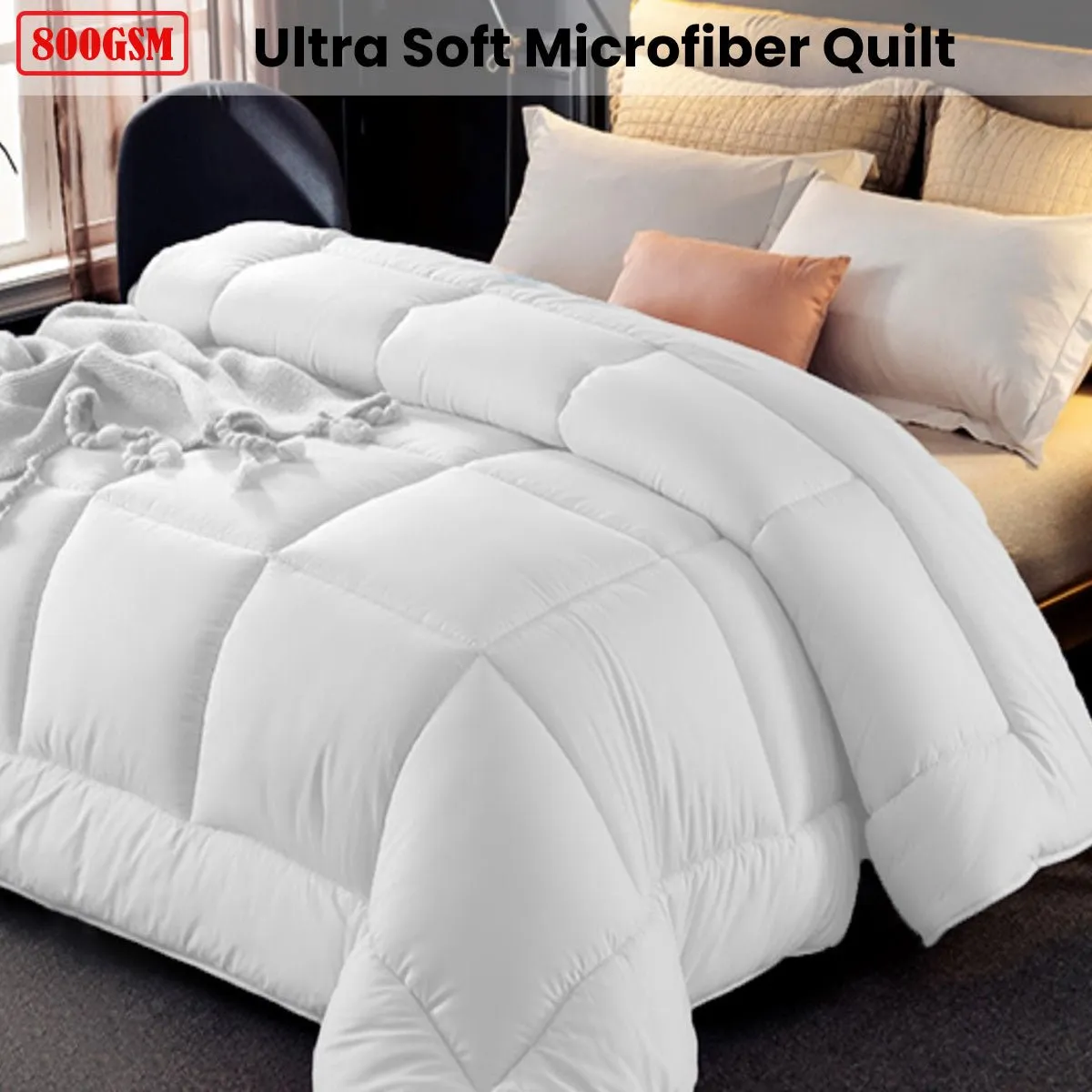 800GSM All Season Antibectiral Microfibre Quilt Single