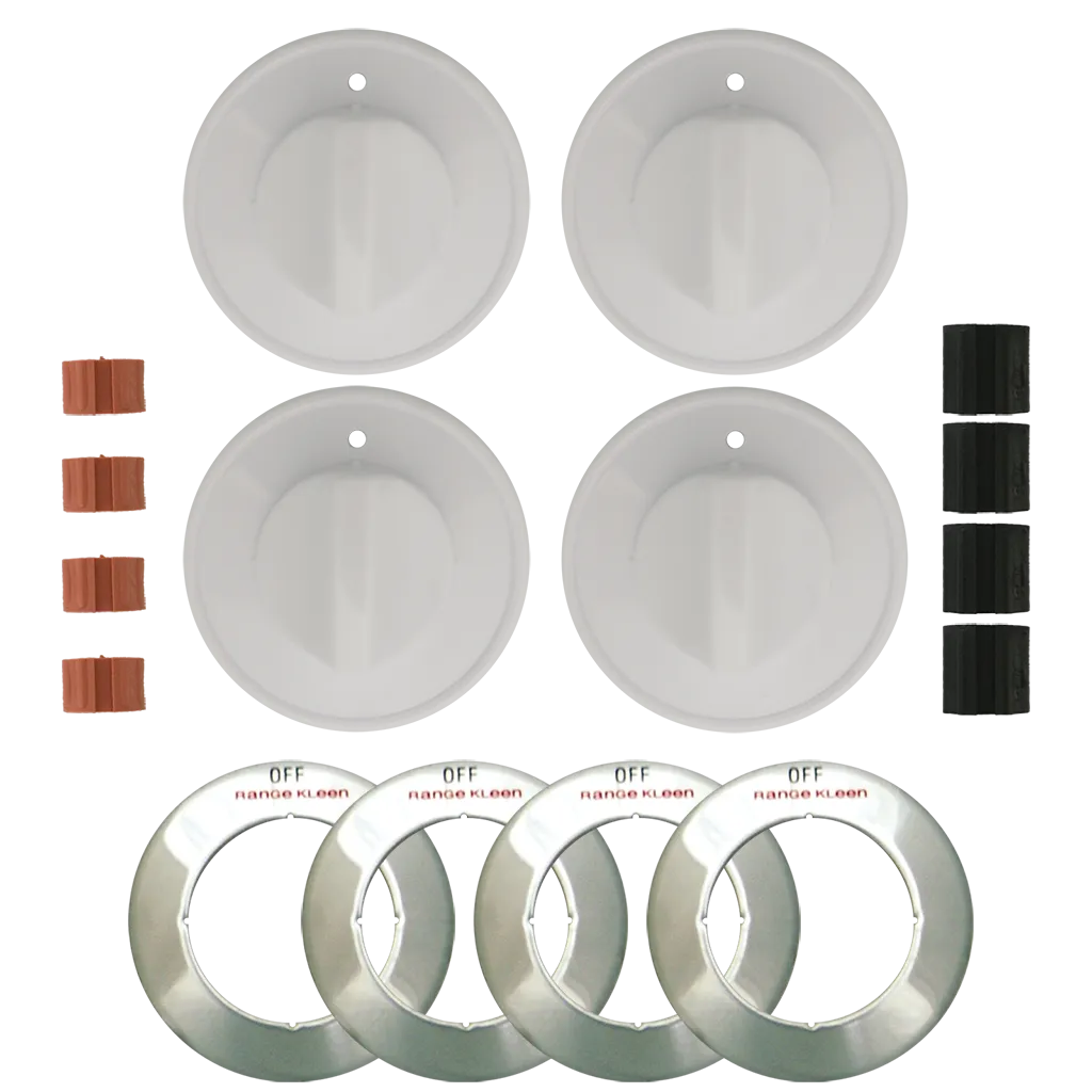 8234 Universal 4-Pack White Replacement Knob Kit Gas Stove  Range Kleen