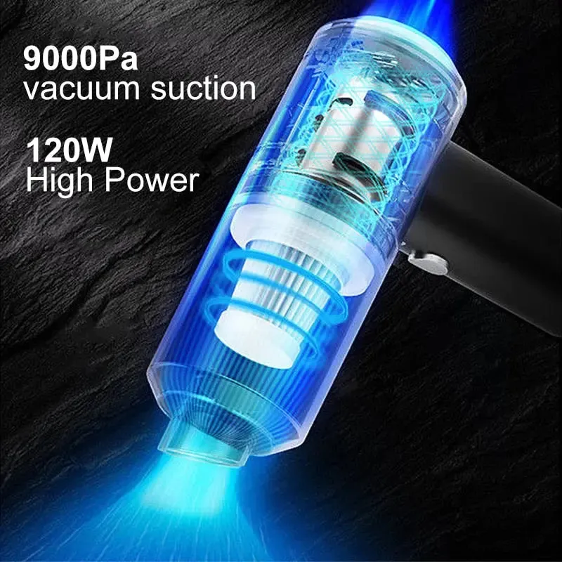 9000pa Car Vacuum Cleaner Mini Gun style Cleaner Cordless 120W-Cordless Car Vacuum Cleaner