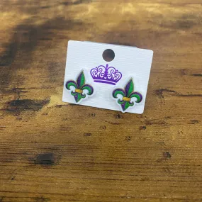 Acrylic Stud Earrings - Mardi Gras