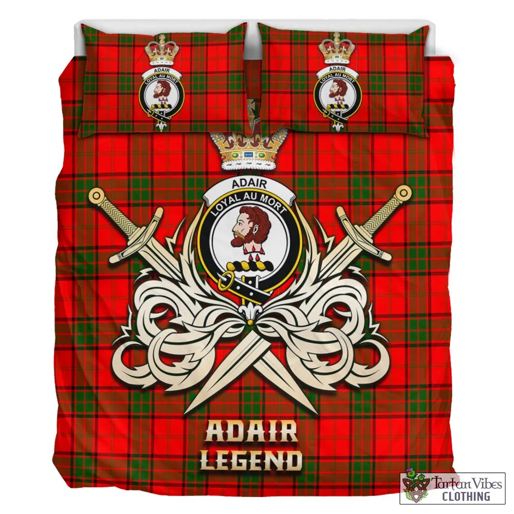 Adair Tartan Bedding Set with Clan Crest and the Golden Sword of Courageous Legacy