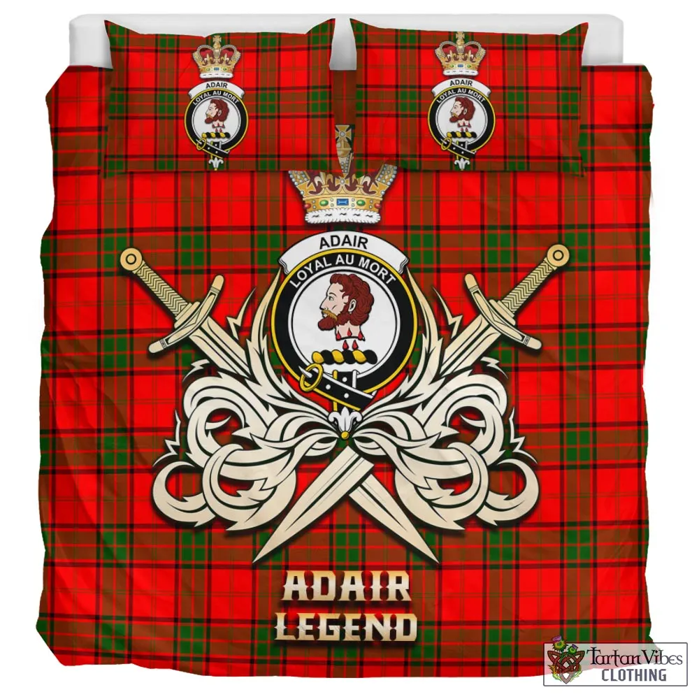 Adair Tartan Bedding Set with Clan Crest and the Golden Sword of Courageous Legacy