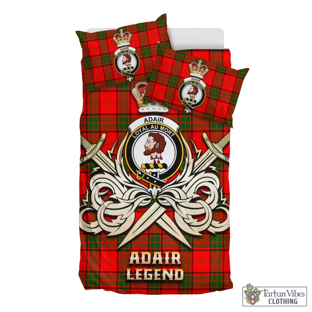 Adair Tartan Bedding Set with Clan Crest and the Golden Sword of Courageous Legacy