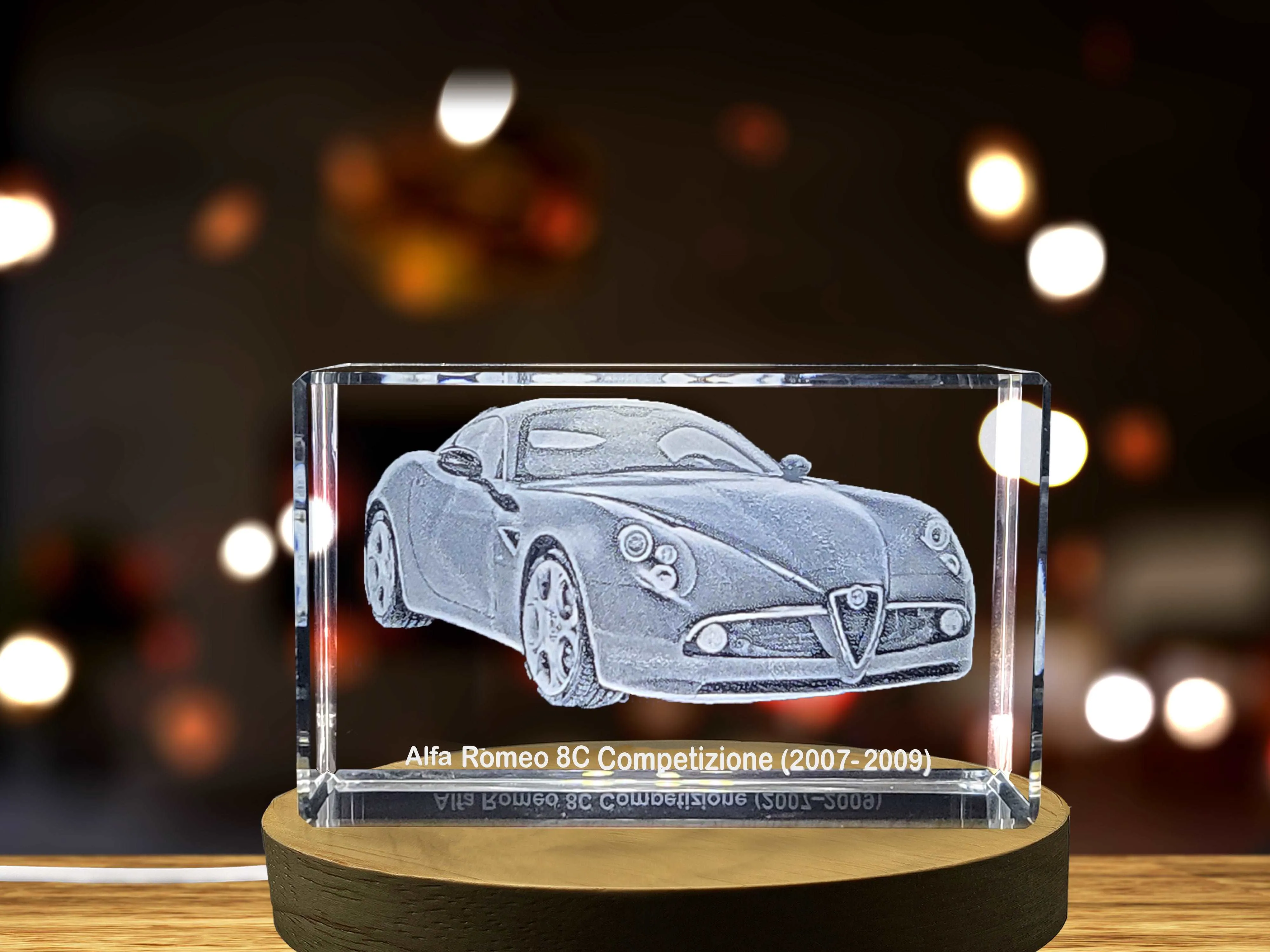 Alfa Romeo 8C Competizione Supercar Collectible Crystal Sculpture | Rare 2007-2009 Model