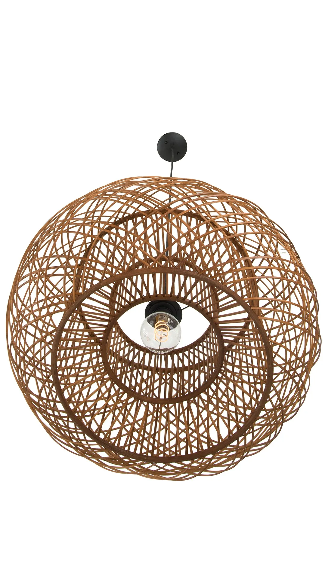 Bamboo Crisscross Pendant Lamp, Rustic Brown