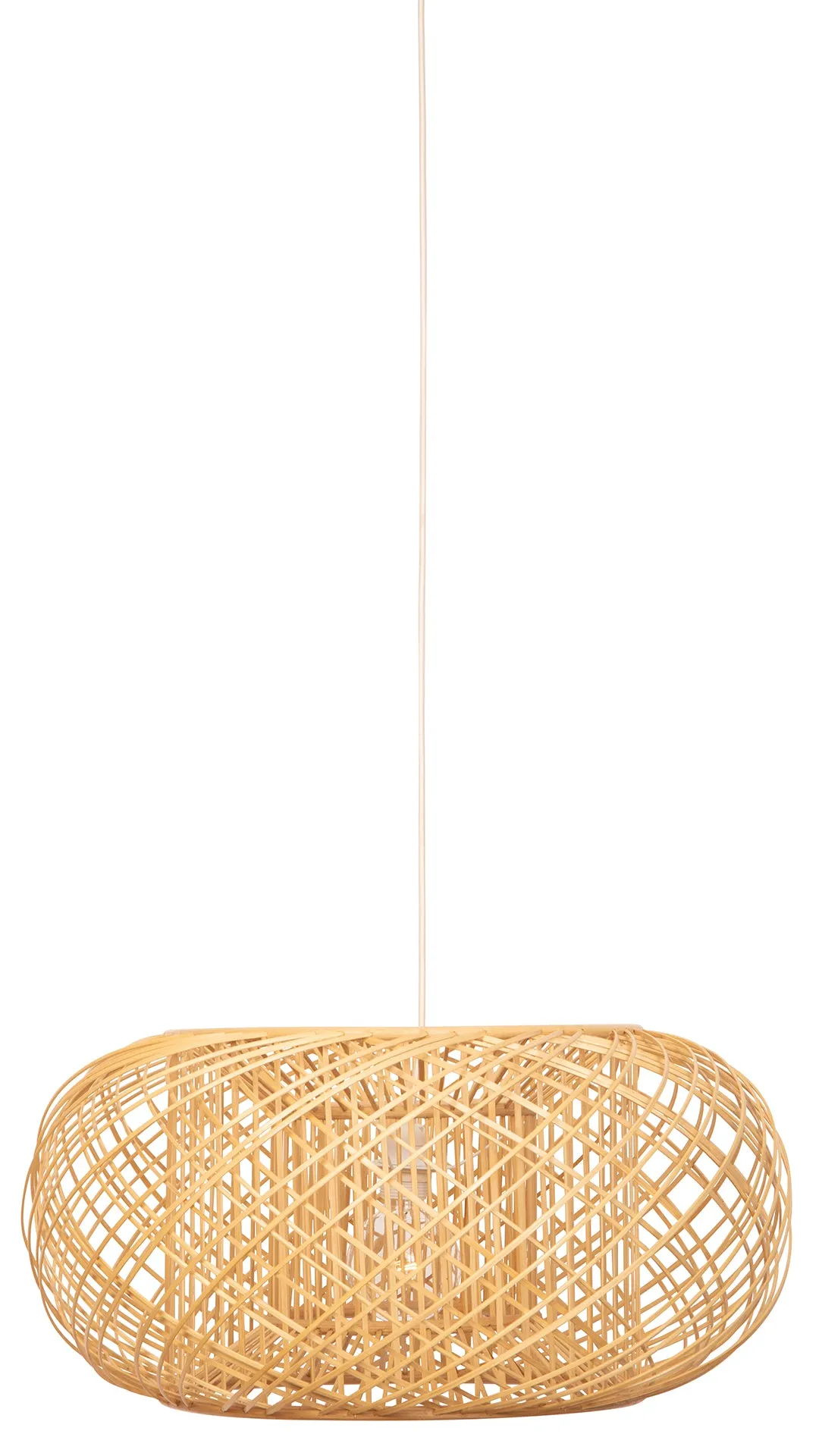 Bamboo Crisscross Pendant Lamp, Rustic Brown