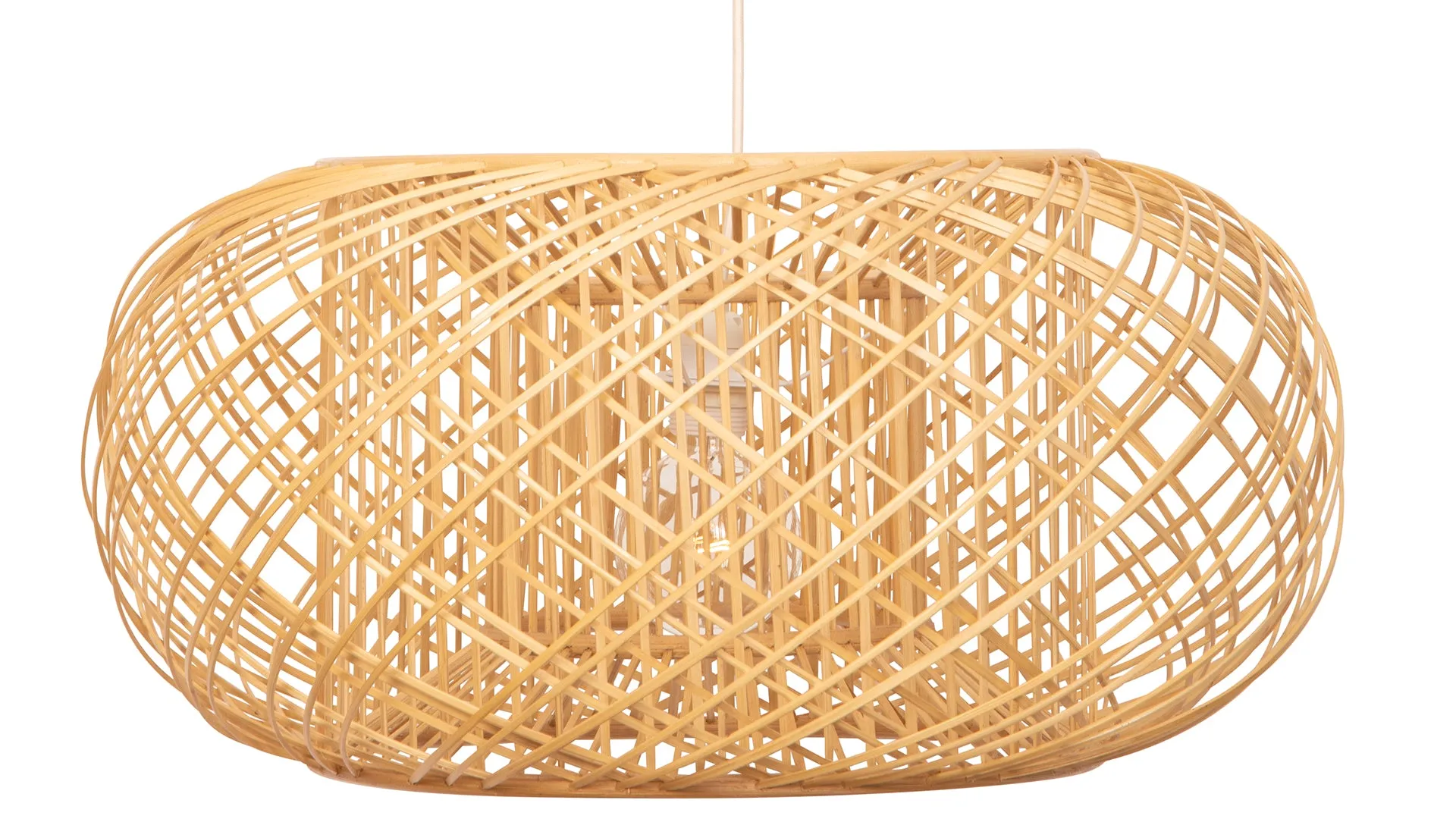 Bamboo Crisscross Pendant Lamp, Rustic Brown