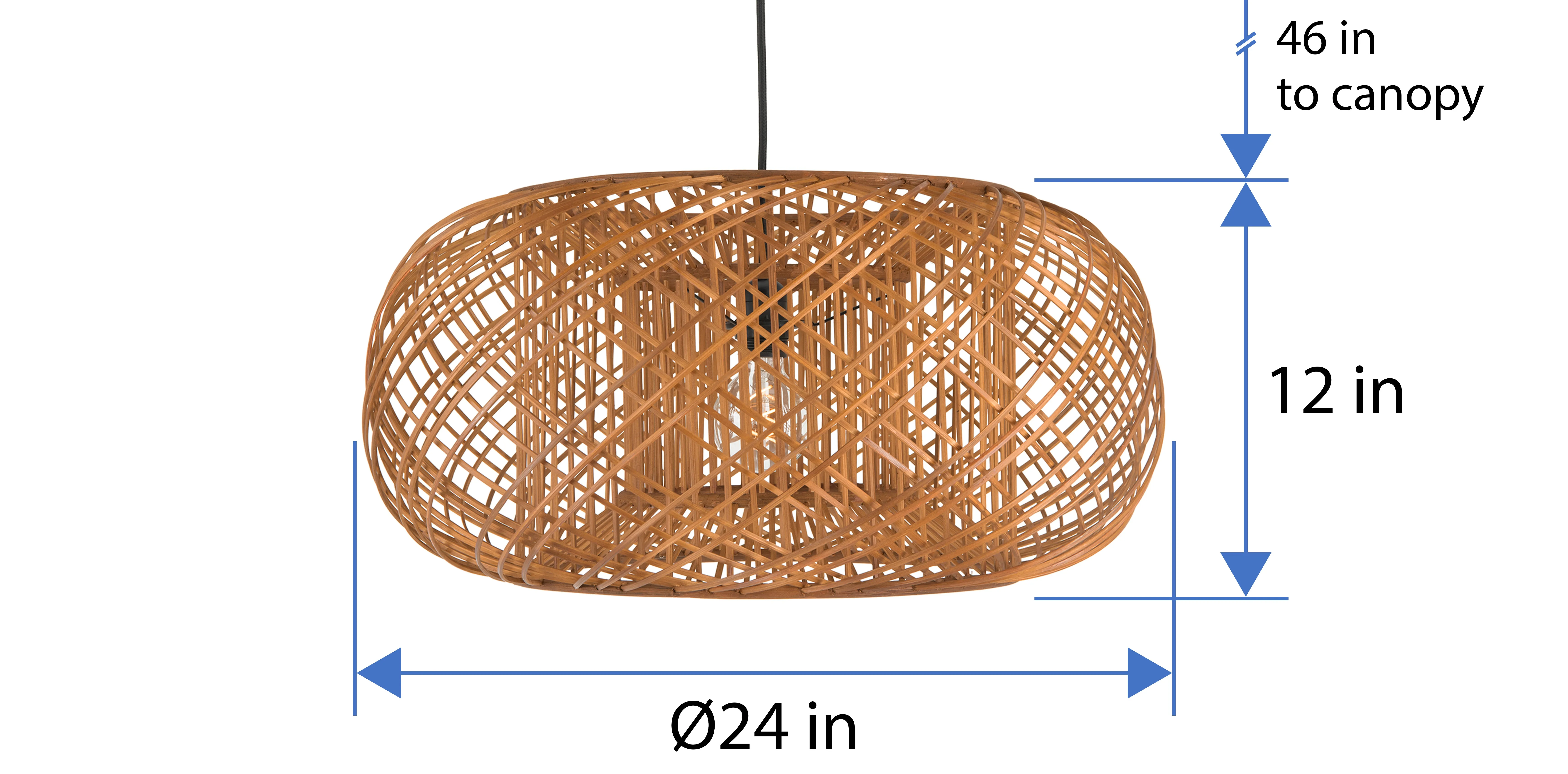 Bamboo Crisscross Pendant Lamp, Rustic Brown