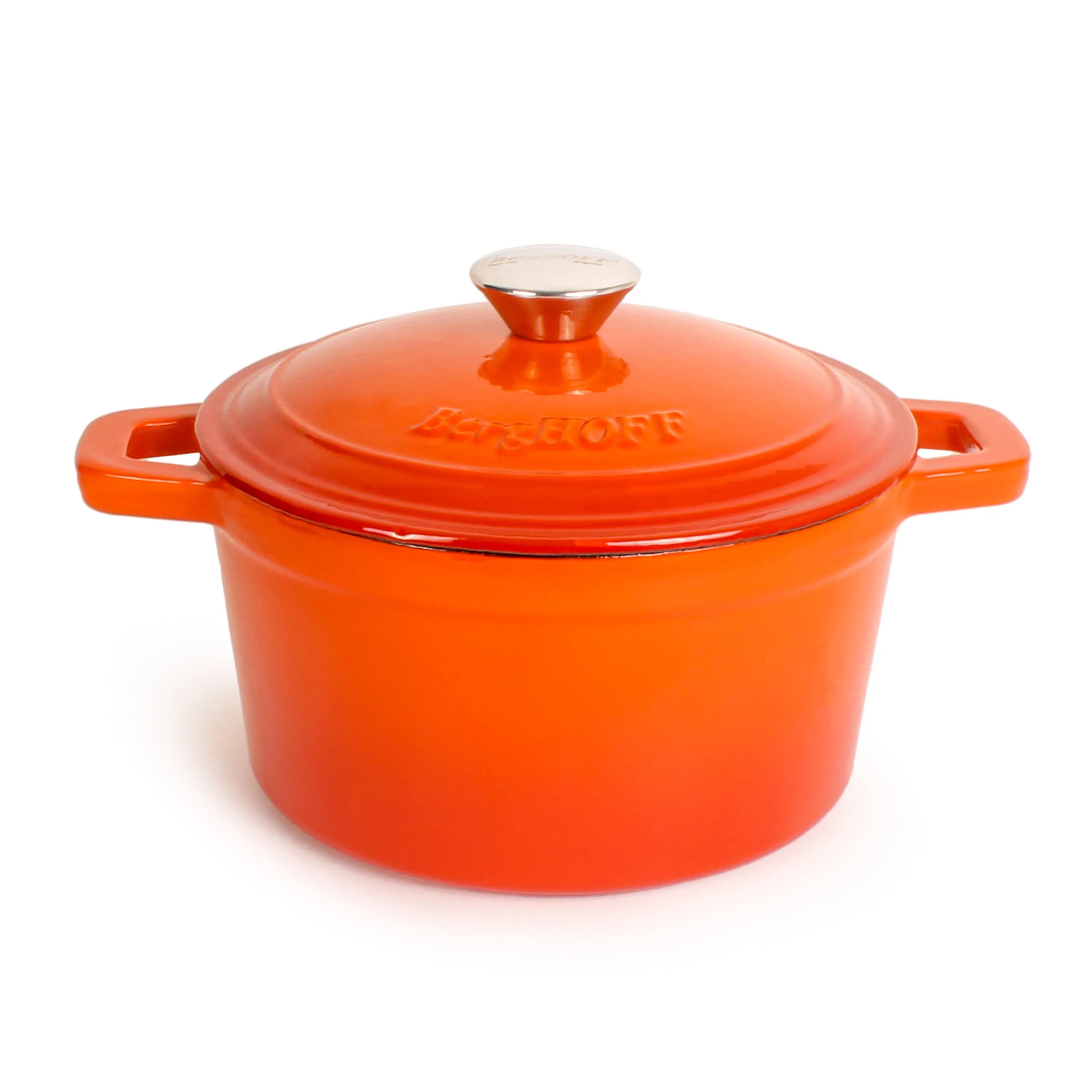 BergHOFF Neo 3pc Cast Iron Cookware Set, Fry Pan & Round Dutch Oven, Orange