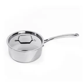 BergHOFF Professional Tri-Ply 18/10 Stainless Steel 6.25" Saucepan with SS Lid, 2qt