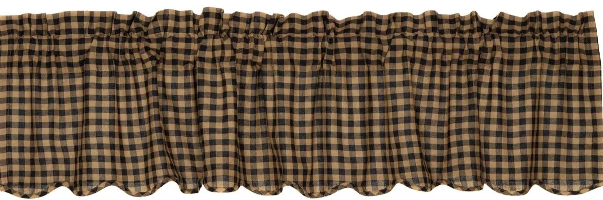 Black Check Scalloped Valance 16x72