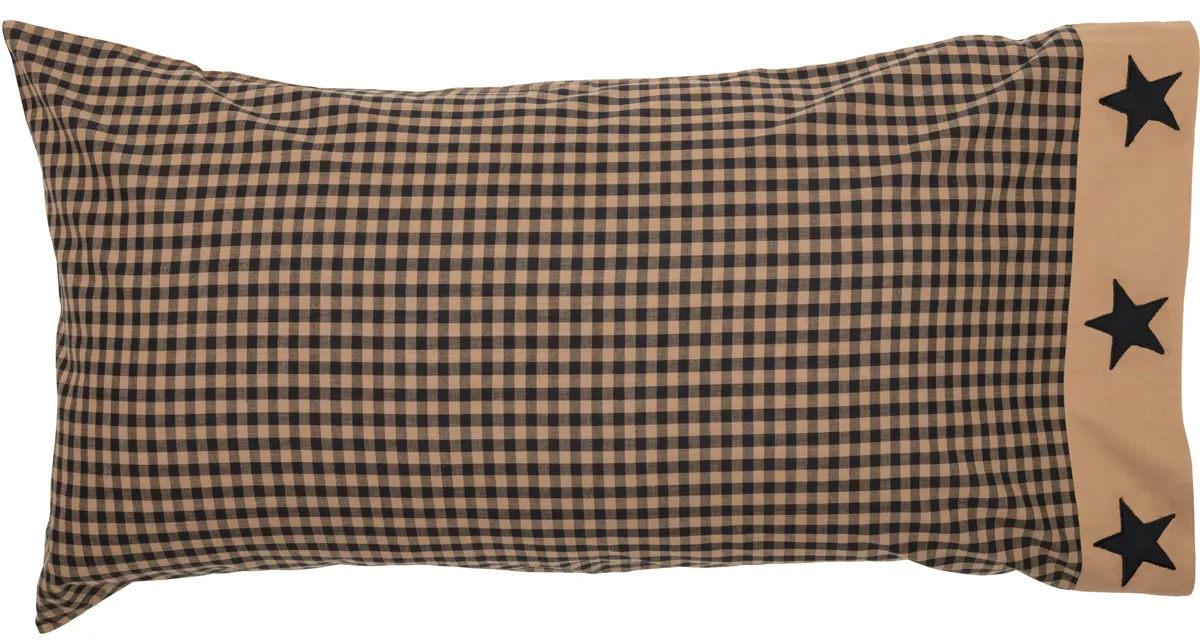 Black Check Star King Pillow Case Set of 2