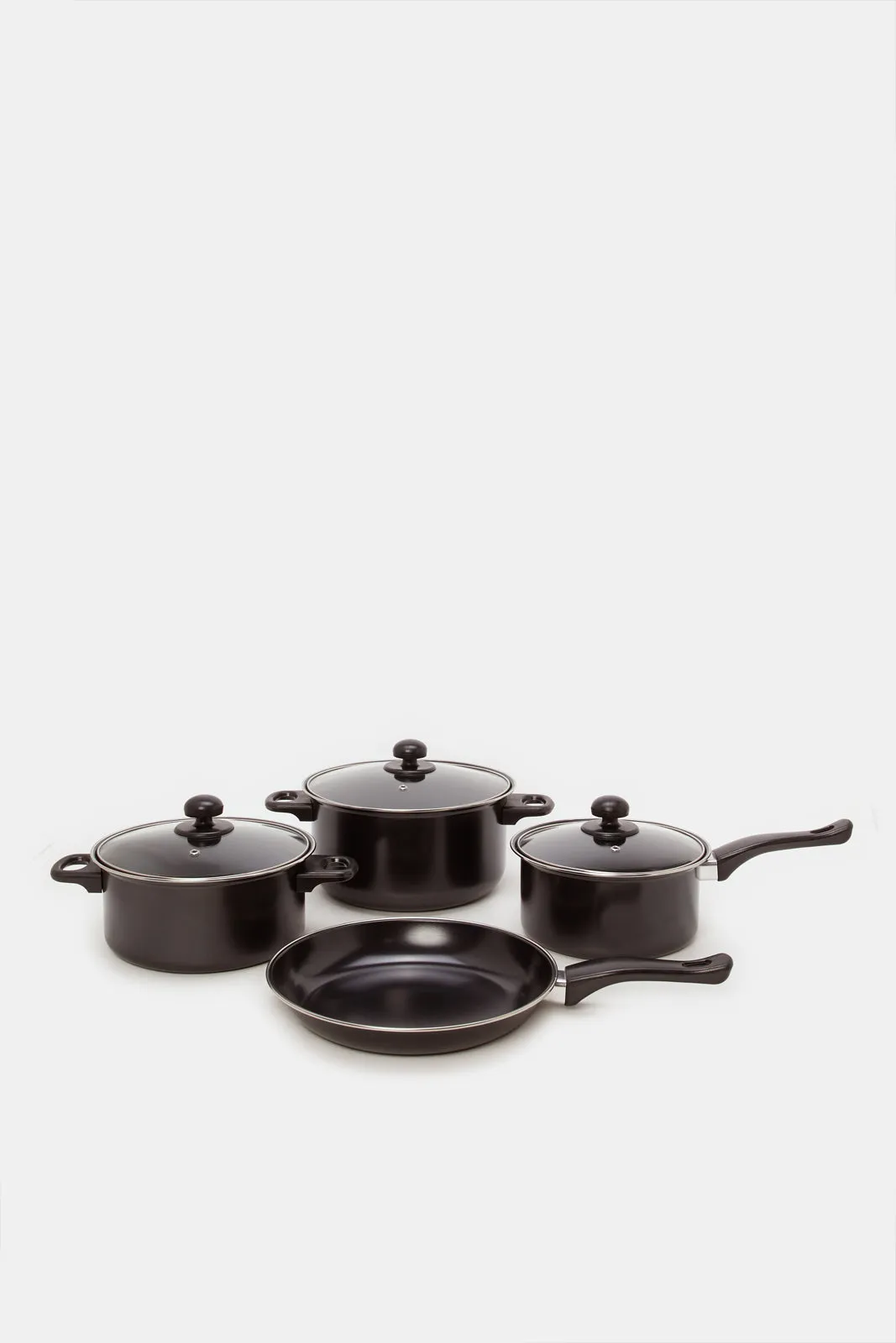 Black Plain Round Cookware Set ( 7 Piece)