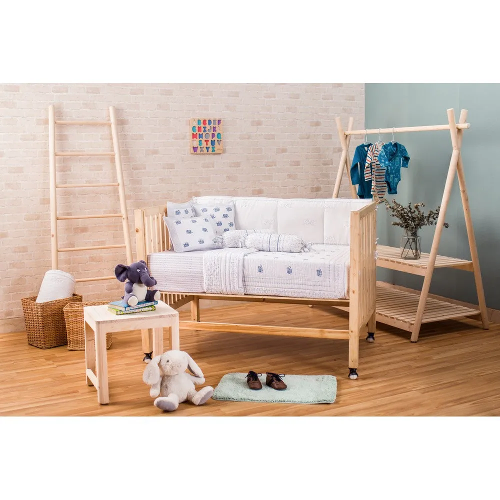 Blue elephant Hand Block Printed Cot Bedding Set