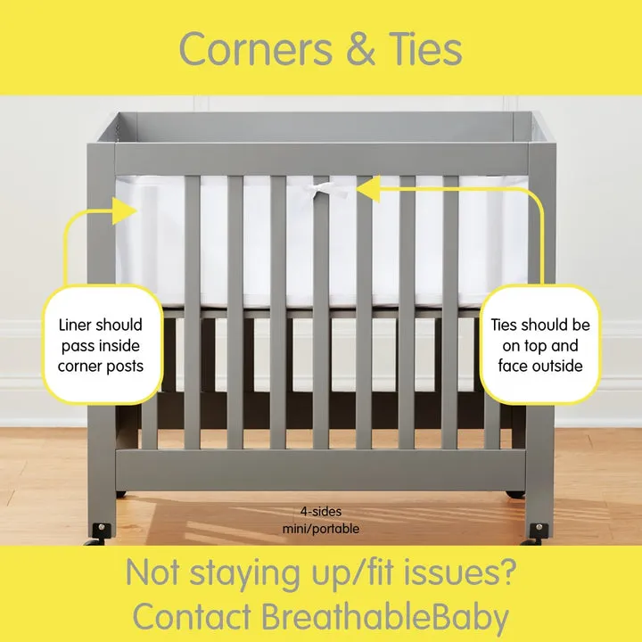 BreathableBaby Classic Mesh Liner for Mini Cribs (Covers 4 Sides)