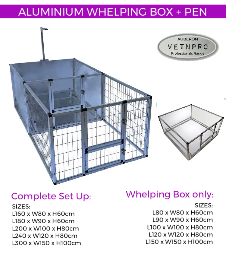 Breeders Aluminium Dog Whelping Box with Bitch Privacy/Puppy Play Pen