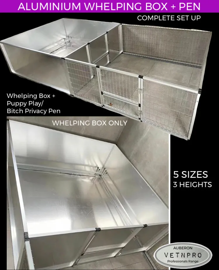 Breeders Aluminium Dog Whelping Box with Bitch Privacy/Puppy Play Pen