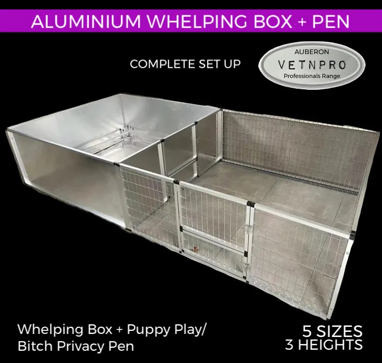 Breeders Aluminium Dog Whelping Box with Bitch Privacy/Puppy Play Pen