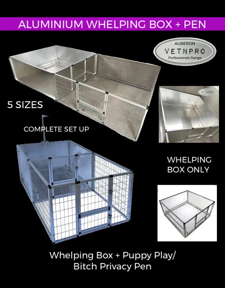 Breeders Aluminium Dog Whelping Box with Bitch Privacy/Puppy Play Pen