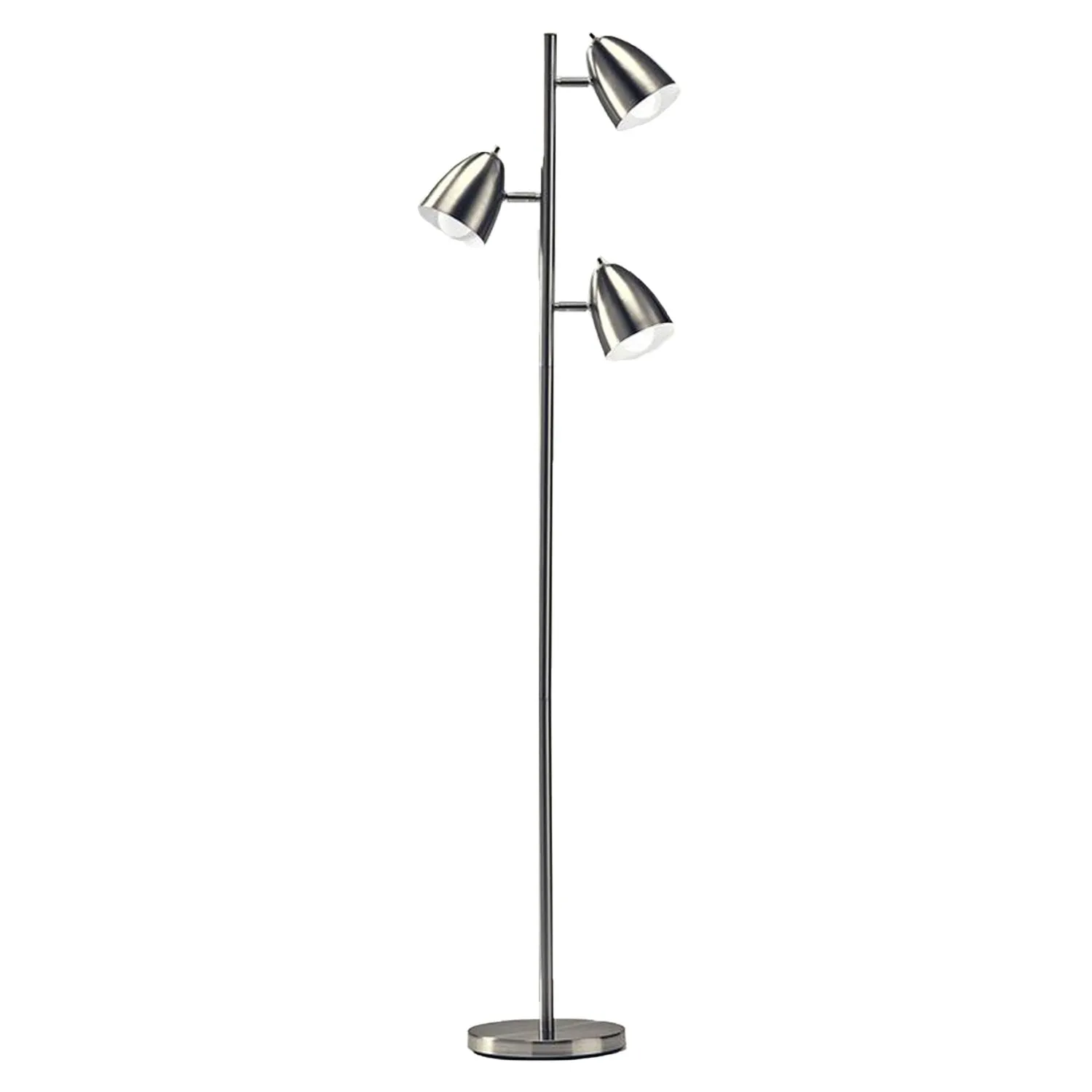 Brightech Jacob 3 Light Tree Floor Lamp Pole with LED Lights, Nickel (Used)