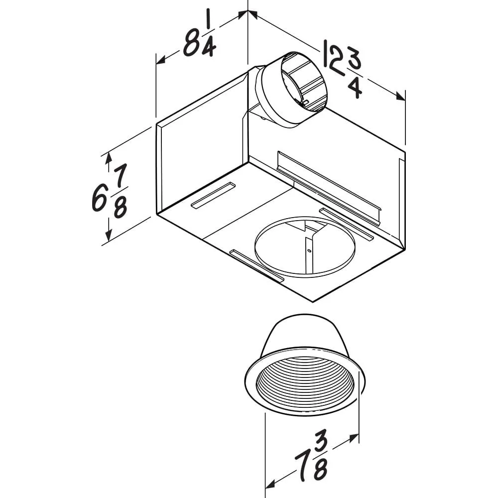 Broan NuTone 744 Recessed Ventilation Fan Light, 70 CFM, 1.5 Sones