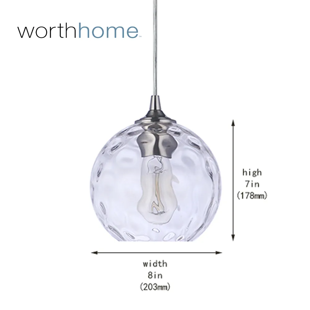 Brushed Nickel Clear Water Globe Instant Pendant Recessed Can Conversion Kit