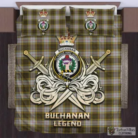 Buchanan Dress Tartan Bedding Set with Clan Crest and the Golden Sword of Courageous Legacy