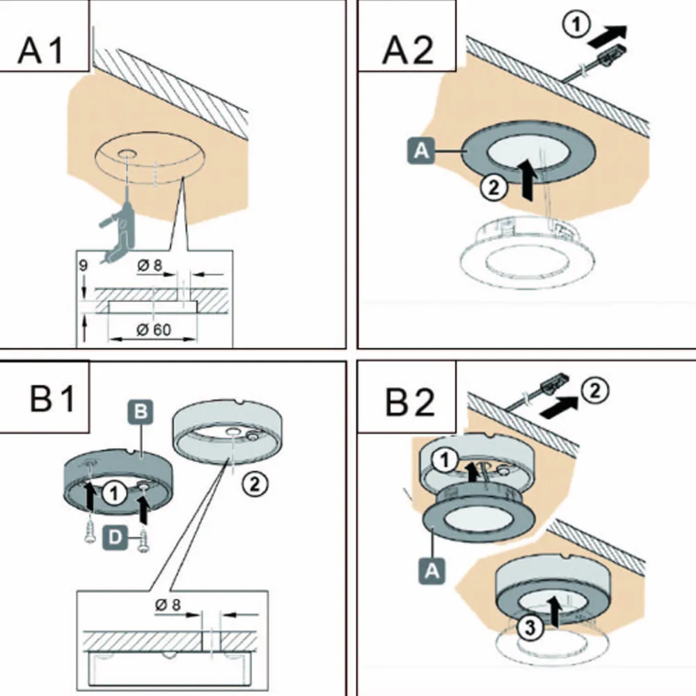 CB07 Round LED Dimmable Cast Aluminum Recessed Cabinet Light Down Lighting Fixture