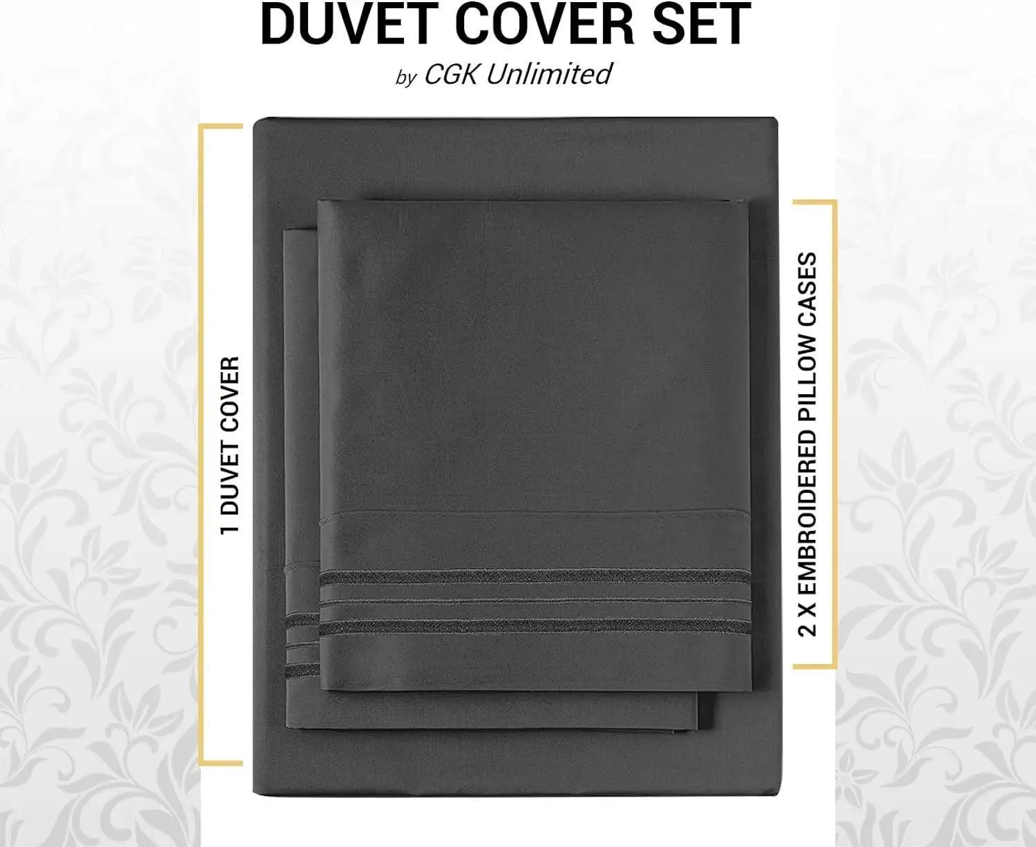 CGK Plain Duvet Cover Set-Charcoal