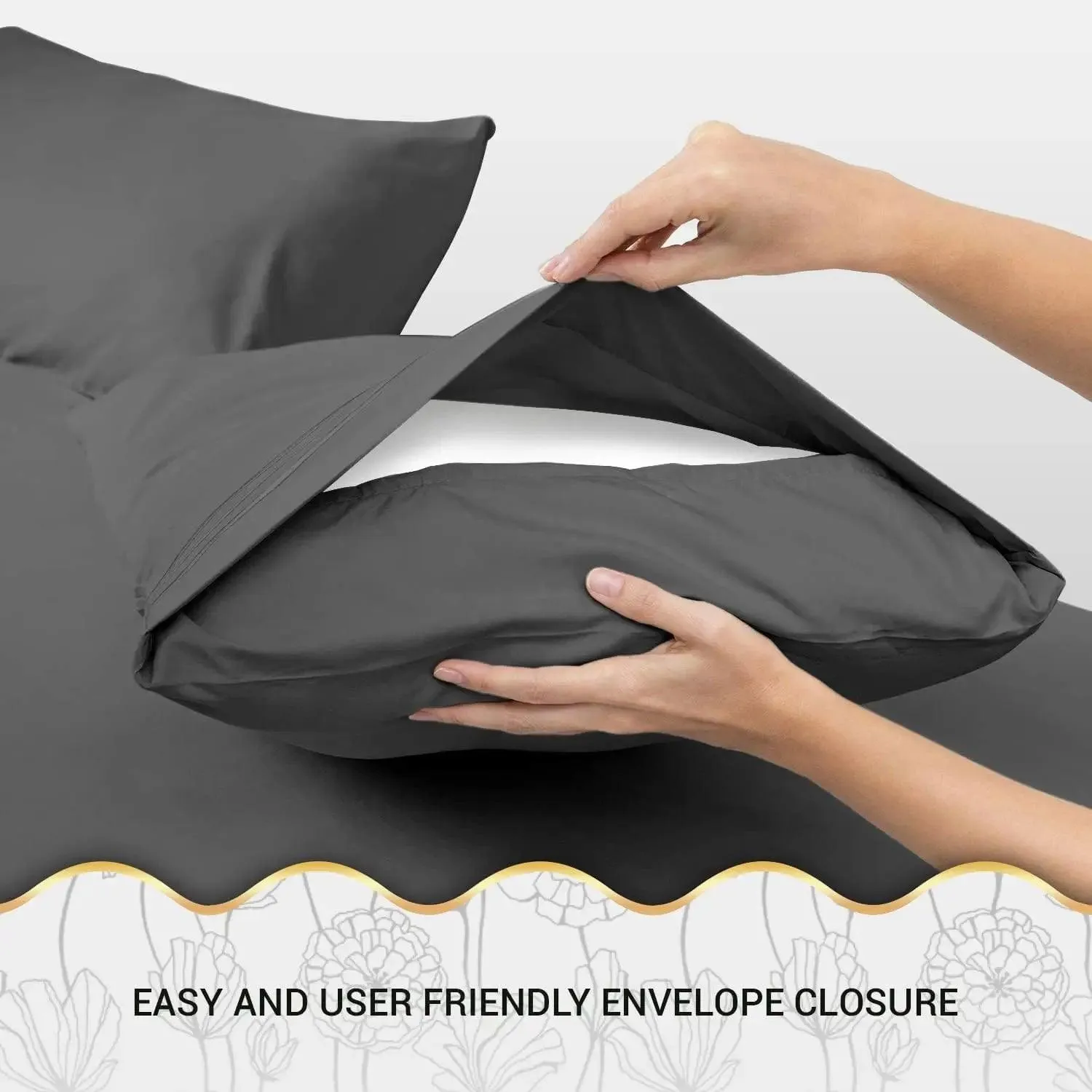 CGK Plain Duvet Cover Set-Charcoal