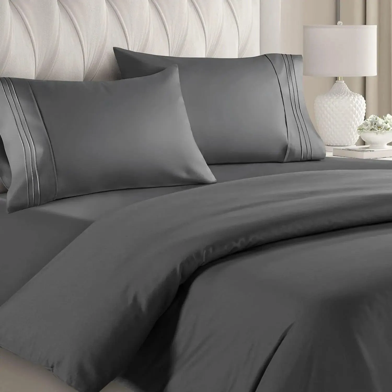 CGK Plain Duvet Cover Set-Charcoal