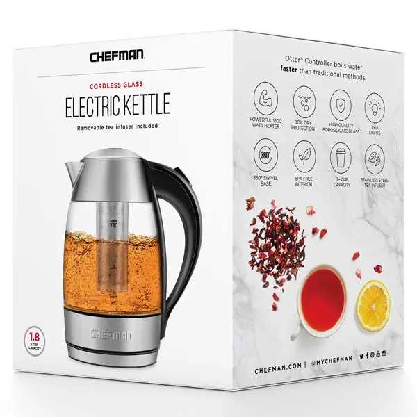 Chefman Electric Glass Kettle, Fast Boiling Water Heater