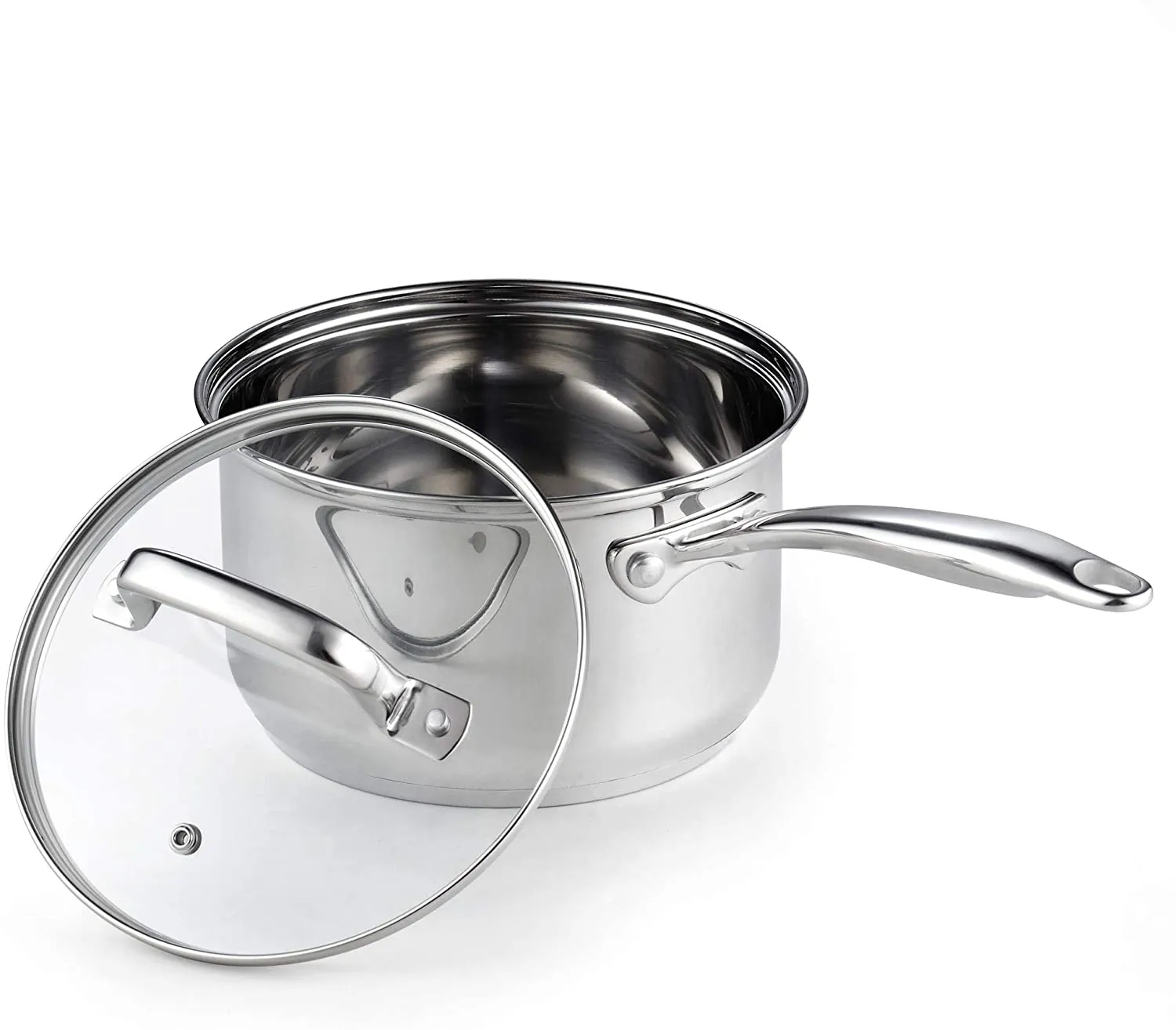 Cook N Home 2608 Lid 3-Quart Stainless Steel Saucepan, Silver