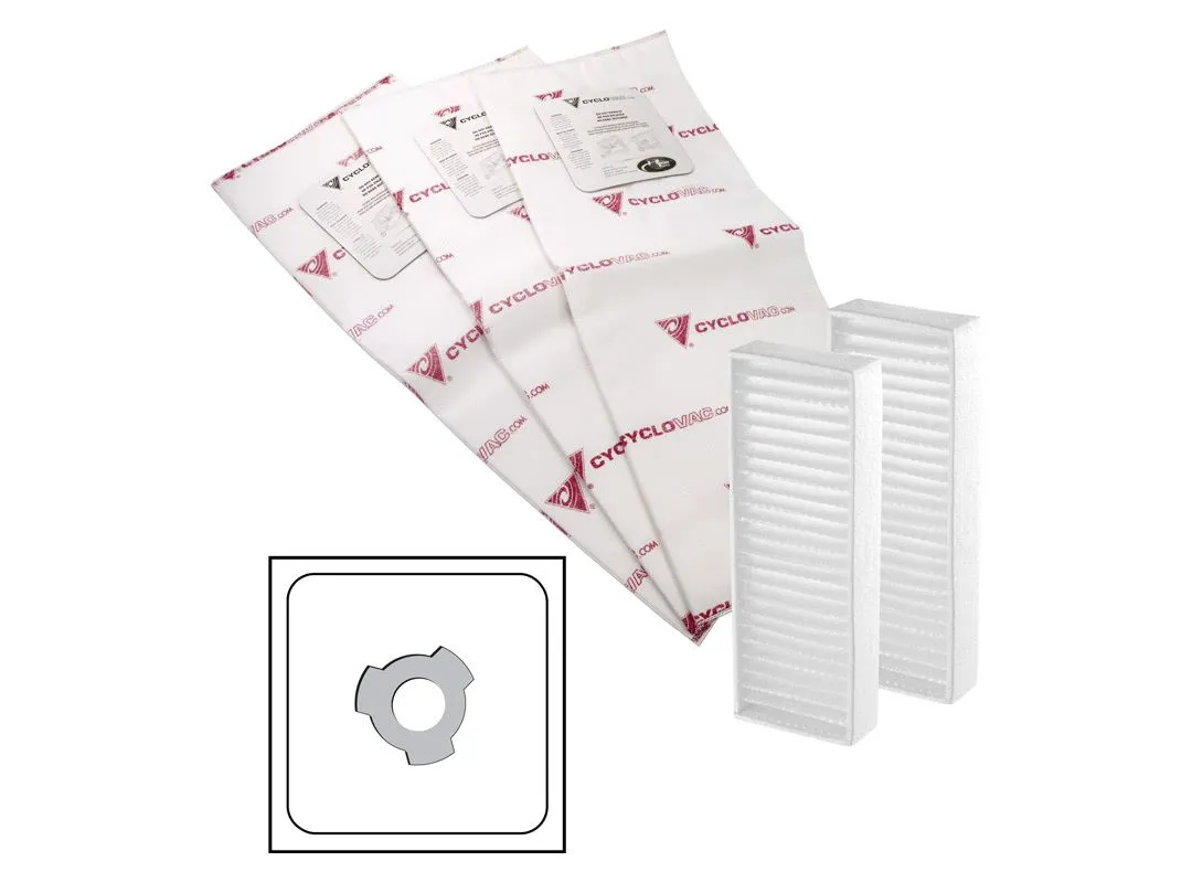 Cyclovac Heavy duty electrostatic filter bag - 3 notches - set of 3 with 2 carbon dust filter included - 5 gal (22 l) for models 715, 2015, 7515