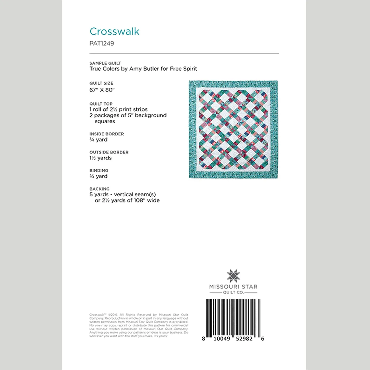 Digital Download - Crosswalk Quilt Pattern by Missouri Star