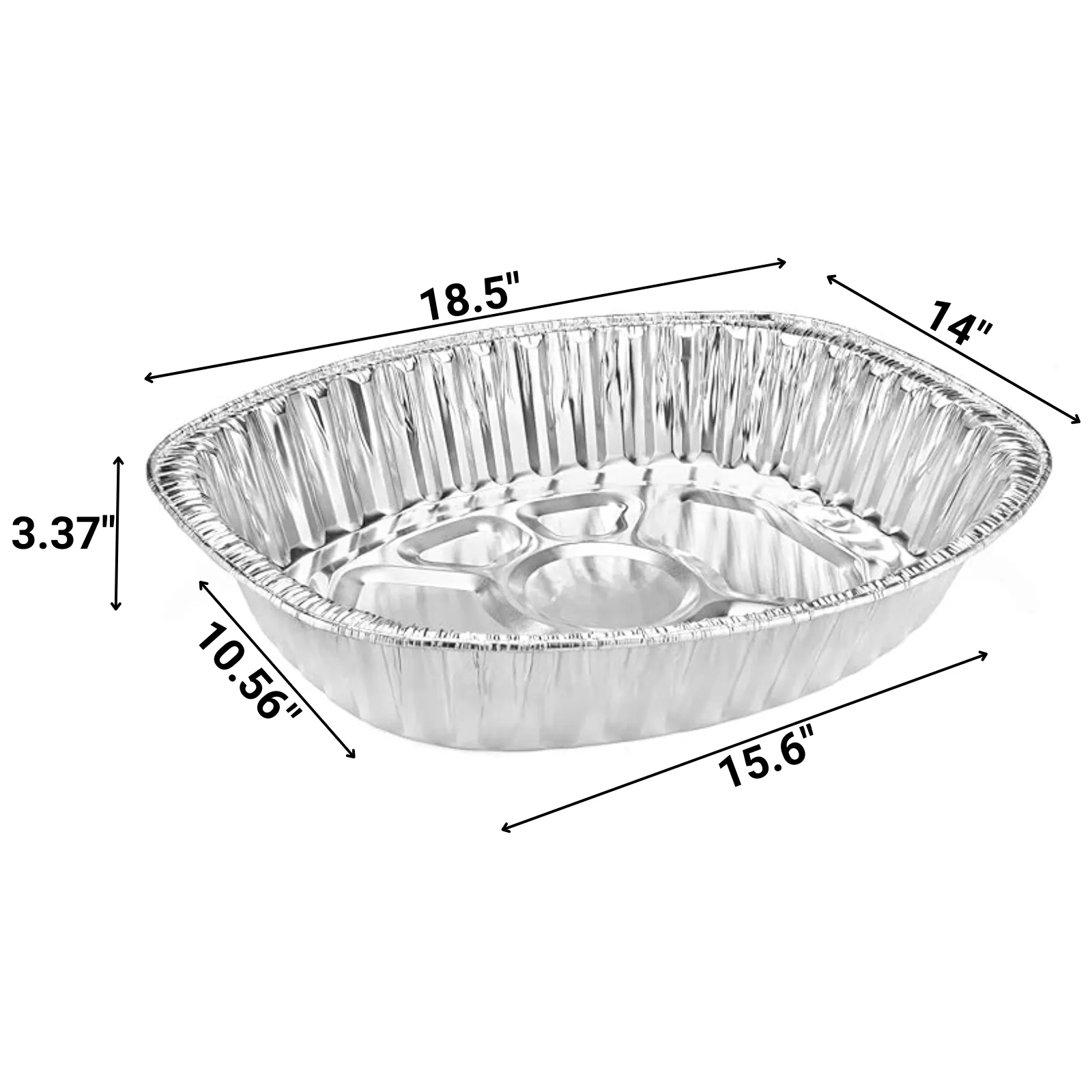 Disposable & Durable Large Oval Turkey Roaster Pans Set 5PC