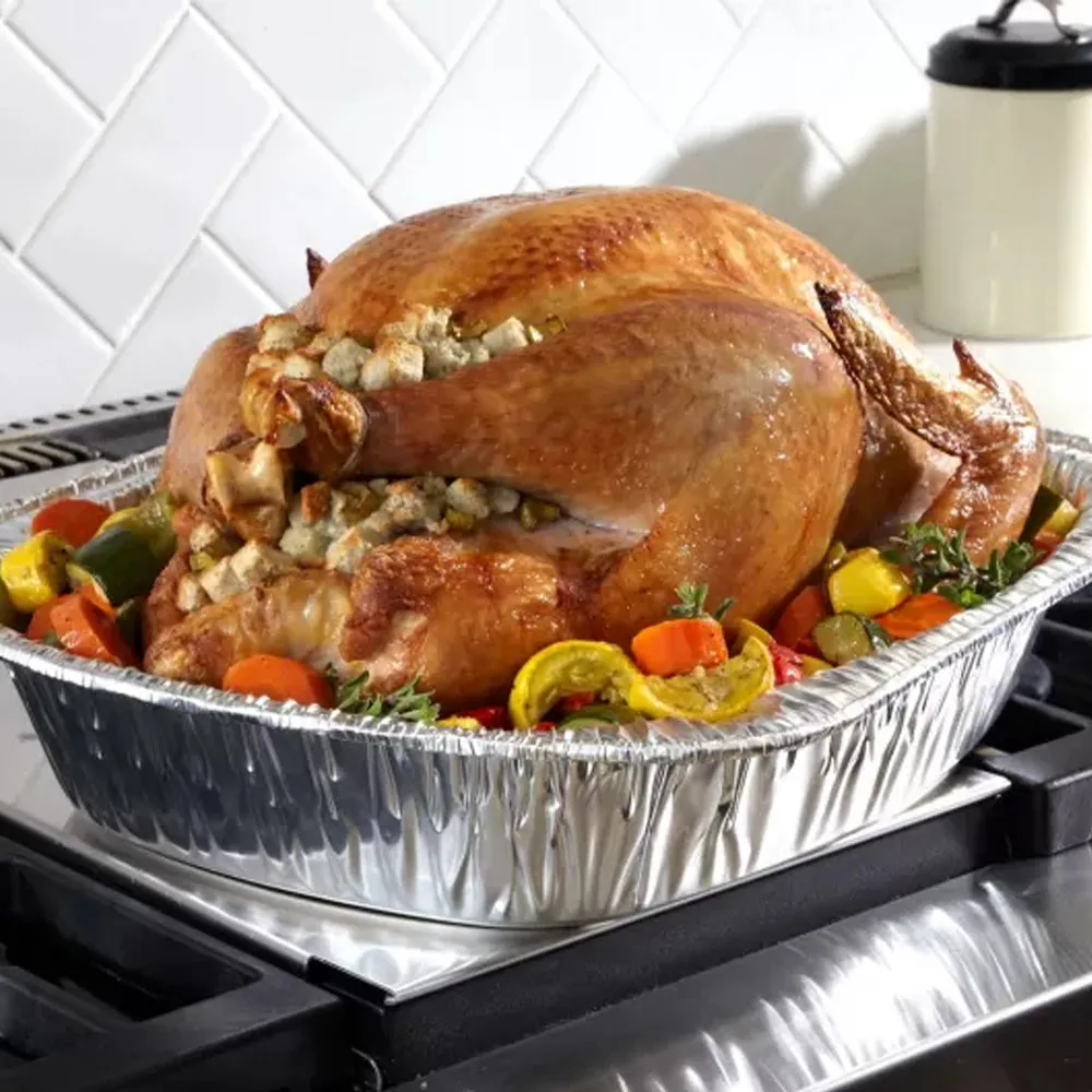 Disposable & Durable Large Oval Turkey Roaster Pans Set 5PC