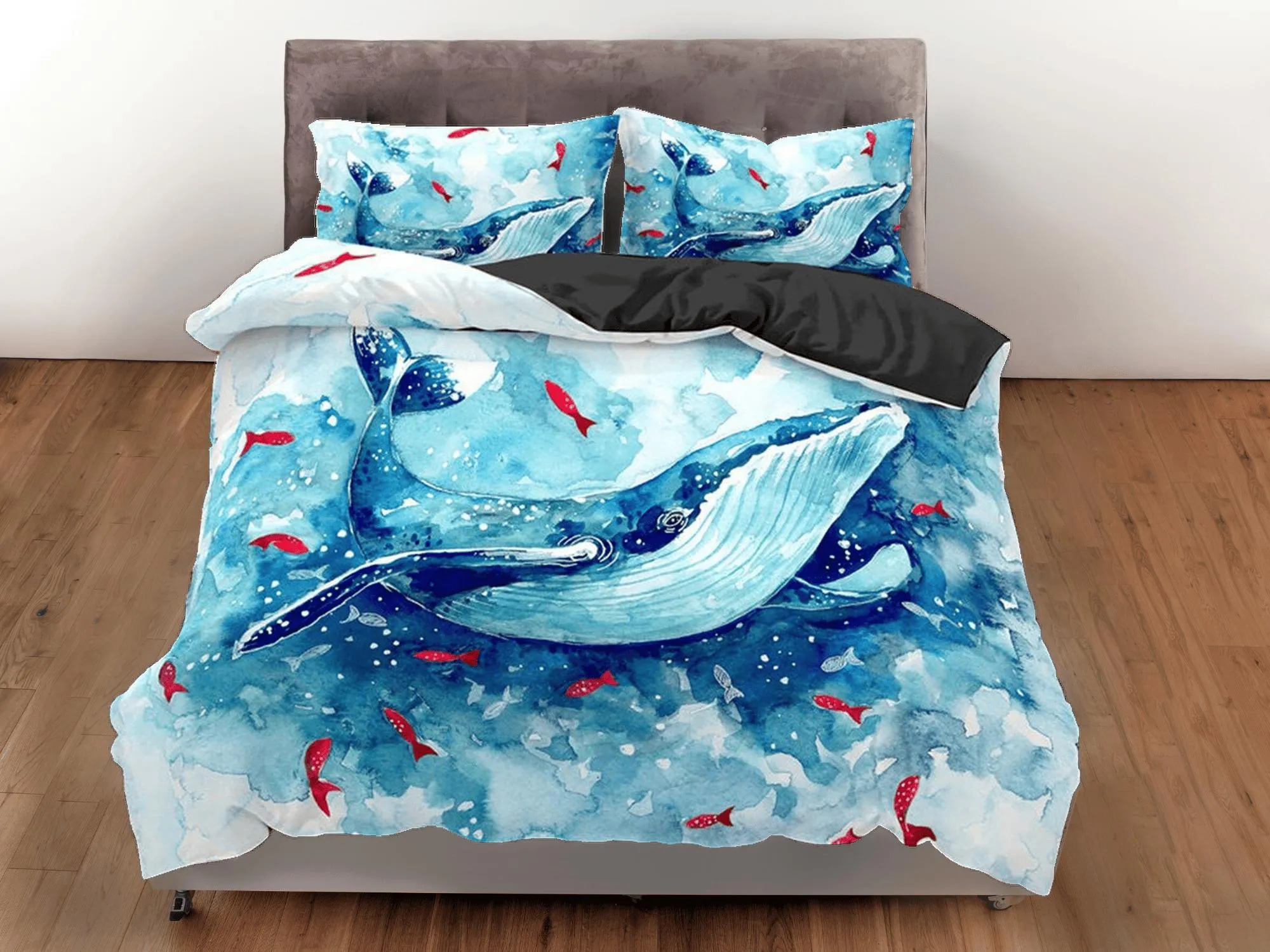 Dolphin painting bedding artistic design duvet cover, ocean blush decor bottle nose dolphin bedding set full king queen twin, dorm bedding