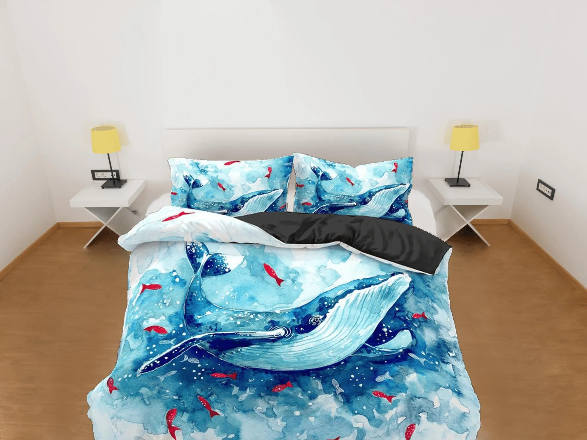 Dolphin painting bedding artistic design duvet cover, ocean blush decor bottle nose dolphin bedding set full king queen twin, dorm bedding