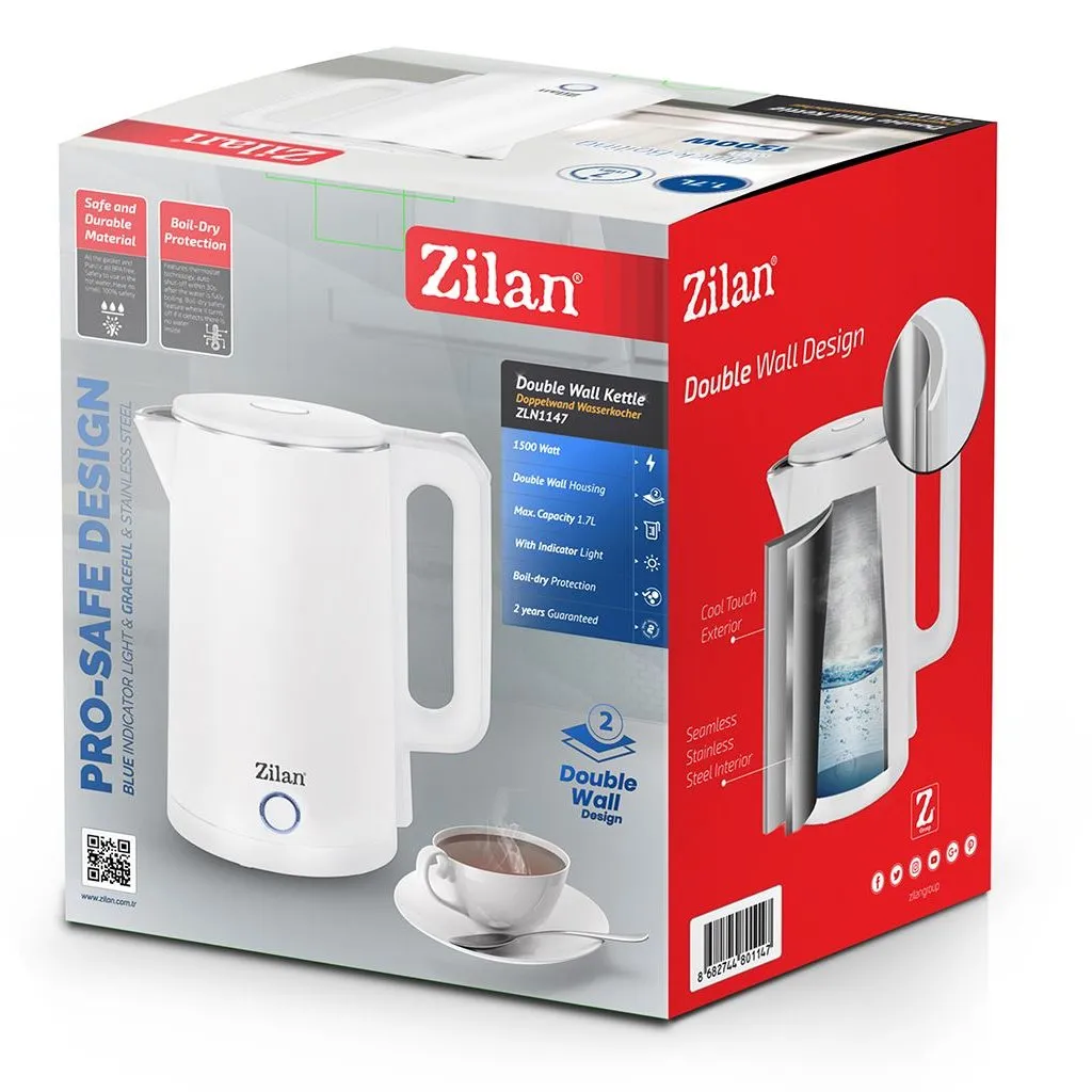 Double Wall Electric Kettle White