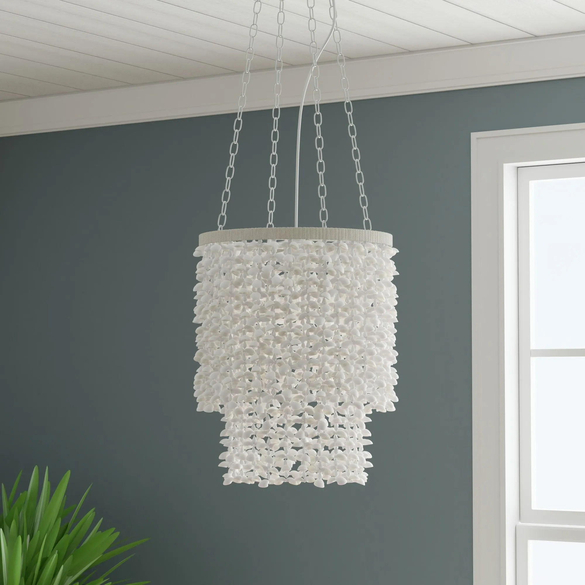 Drum Clamrose Seashell Pendant Lamp