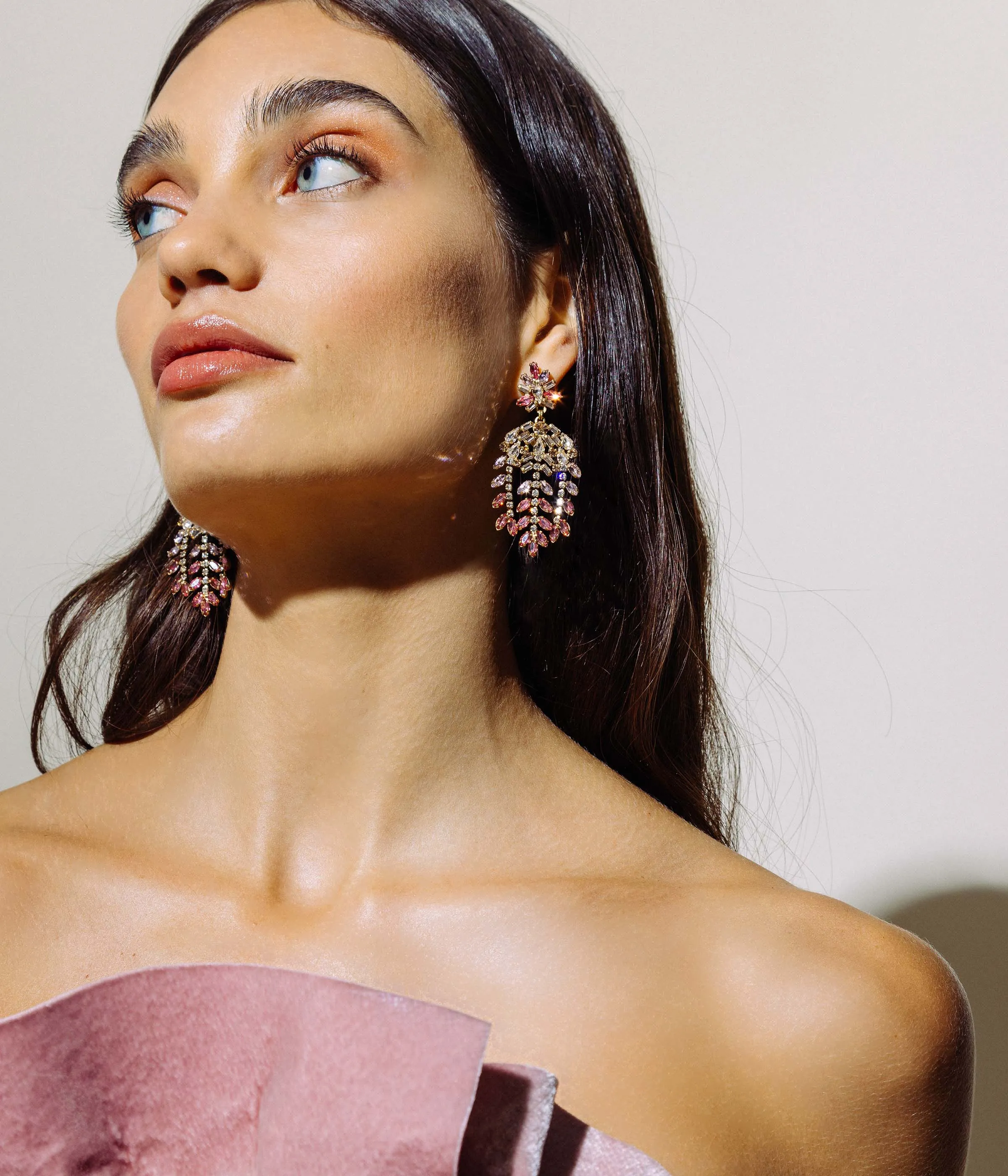 Elena Statement Earrings in Pink